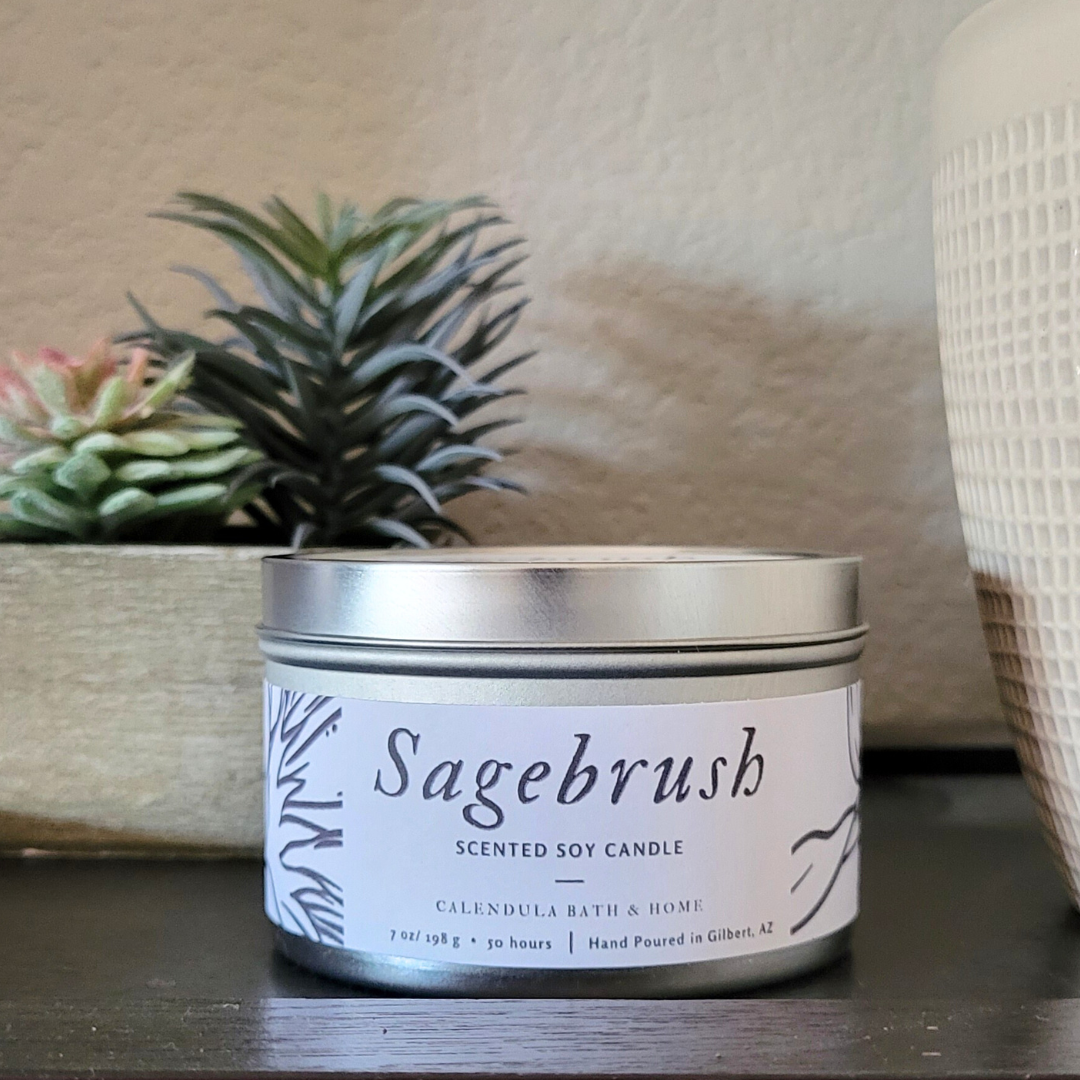Sagebrush Soy Candle Tin - Calendula Bath and Home