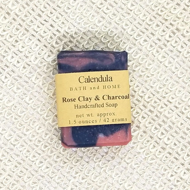 Rose Clay & Charcoal Coconut Milk Travel Soap - Calendula Bath and Home
