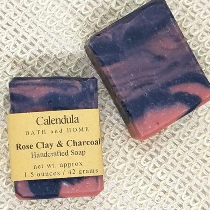 Rose Clay & Charcoal Coconut Milk Travel Soap - Calendula Bath and Home