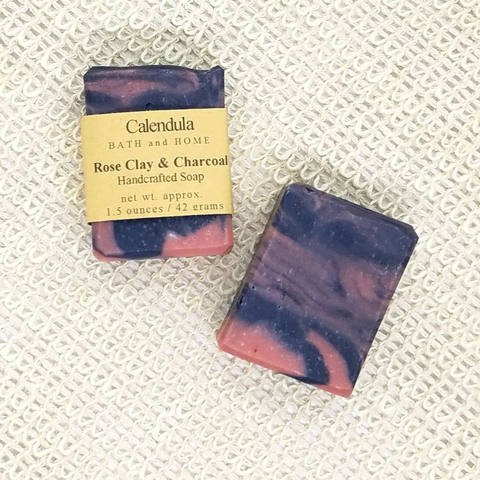 Rose Clay & Charcoal Coconut Milk Travel Soap - Calendula Bath and Home