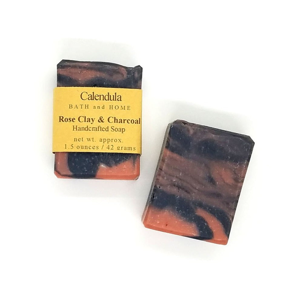 Rose Clay & Charcoal Coconut Milk Travel Soap - Calendula Bath and Home