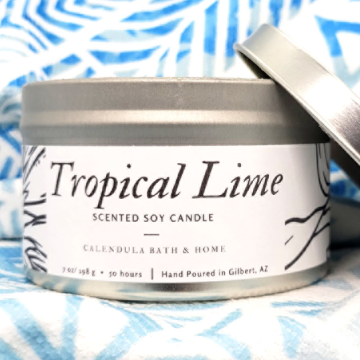 Tropical Lime Soy Candle Tin - Calendula Bath and Home