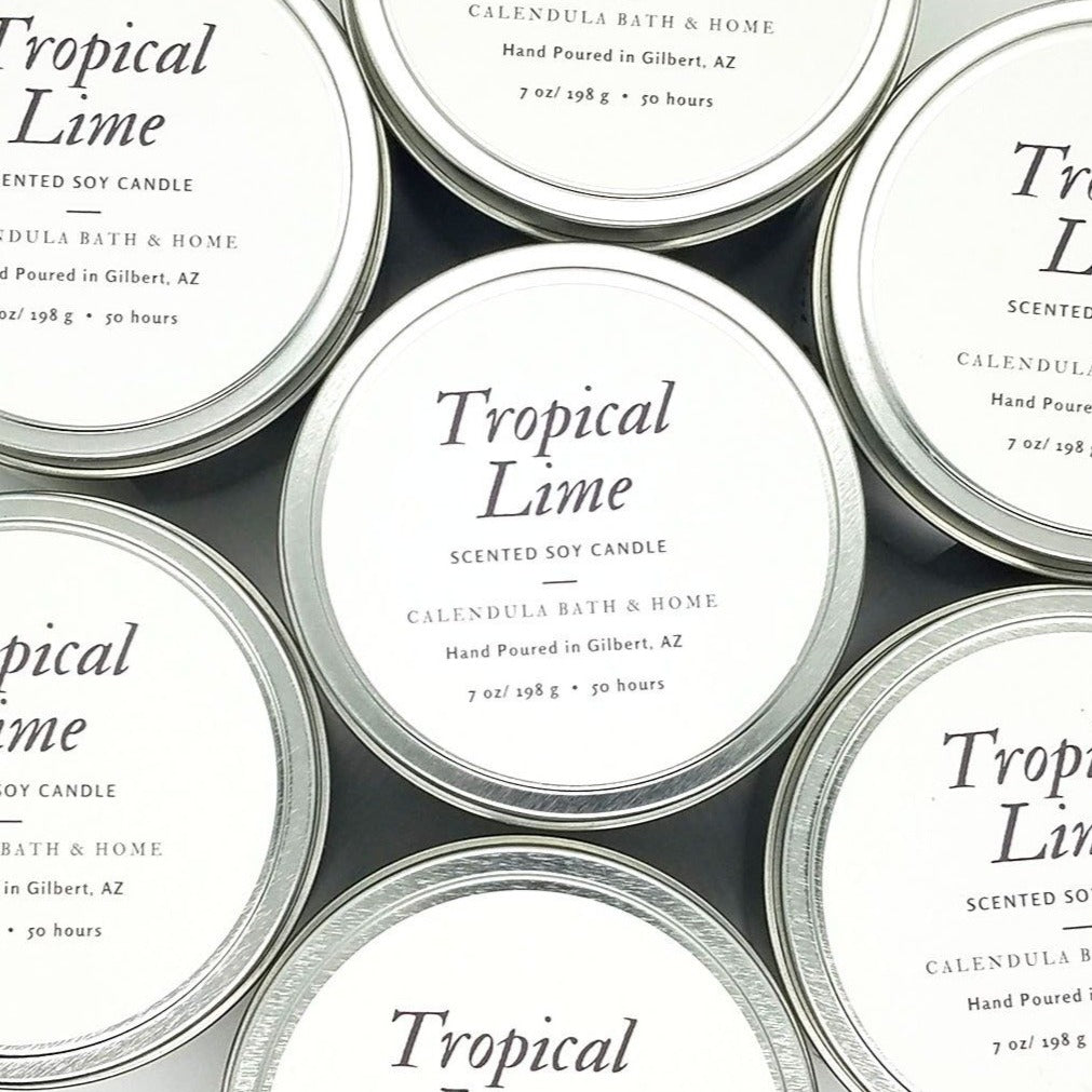 Tropical Lime Soy Candle Tin - Calendula Bath and Home