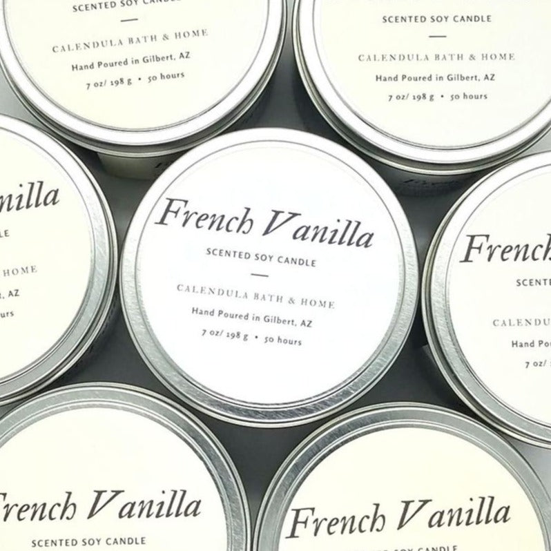 French Vanilla Soy Candle Tin - Calendula Bath and Home