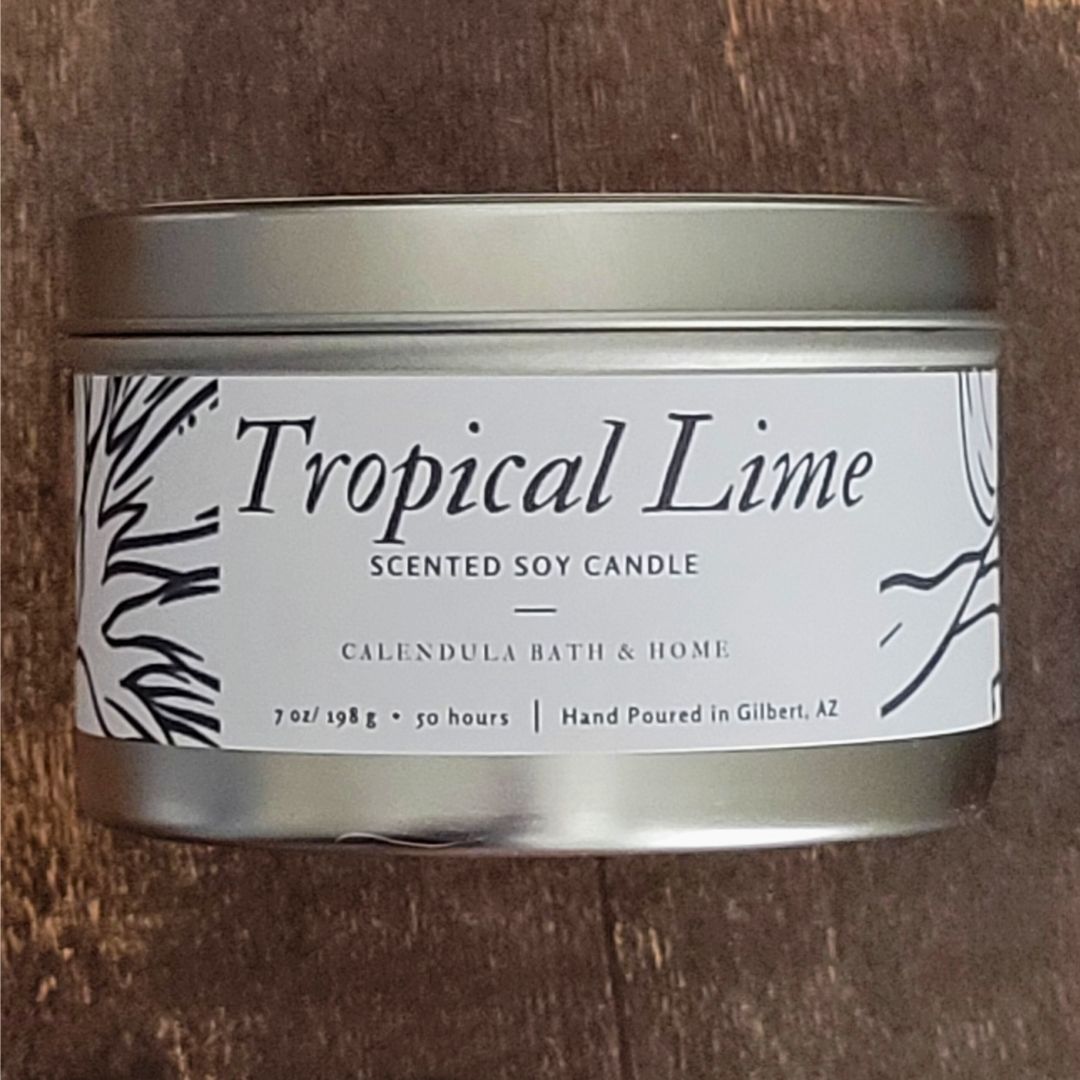 Tropical Lime Soy Candle Tin - Calendula Bath and Home