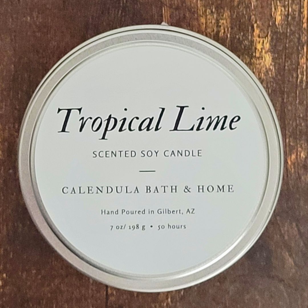 Tropical Lime Soy Candle Tin - Calendula Bath and Home