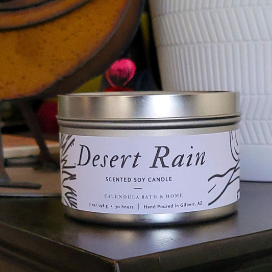Desert Rain Soy Candle Tin - Calendula Bath and Home