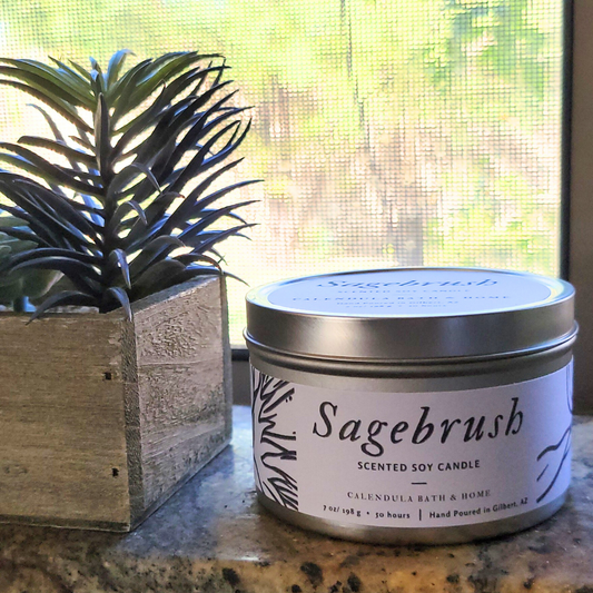 Sagebrush Soy Candle Tin - Calendula Bath and Home