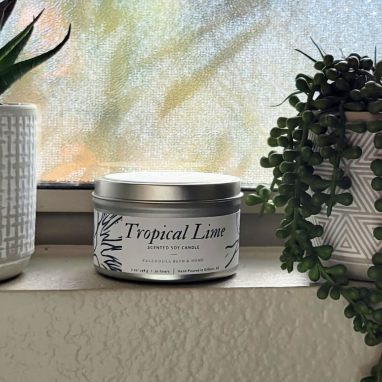 Tropical Lime Soy Candle Tin - Calendula Bath and Home