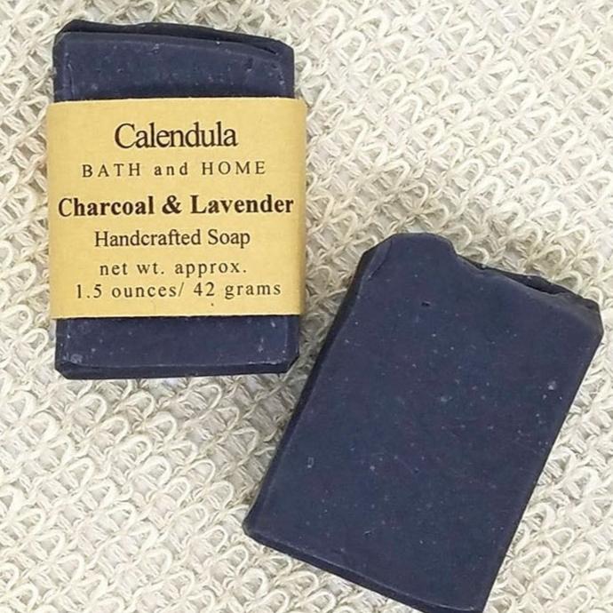 Charcoal & Lavender Goat Milk Travel Soap - Calendula Bath and Home