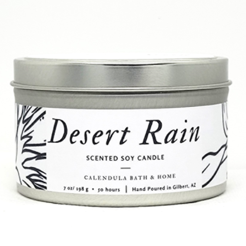 Desert Rain Soy Candle Tin - Calendula Bath and Home