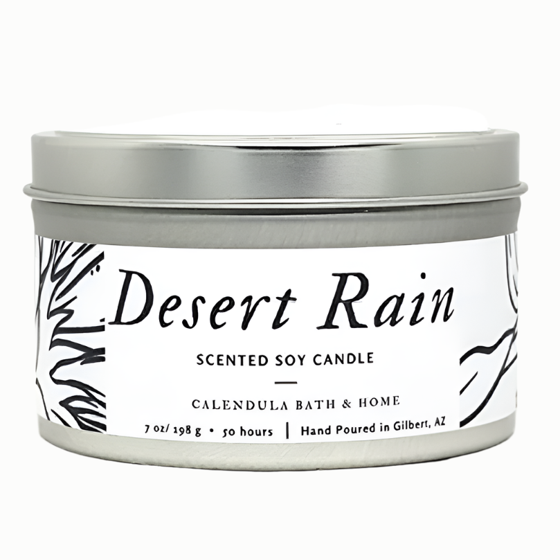 Desert Rain Soy Candle Tin - Calendula Bath and Home