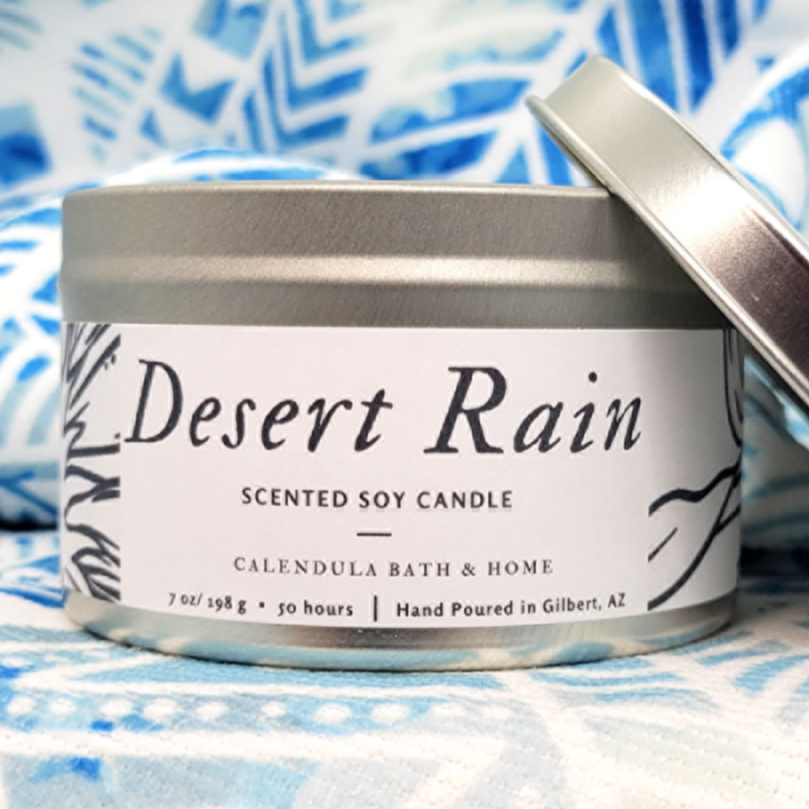 Desert Rain Soy Candle Tin - Calendula Bath and Home