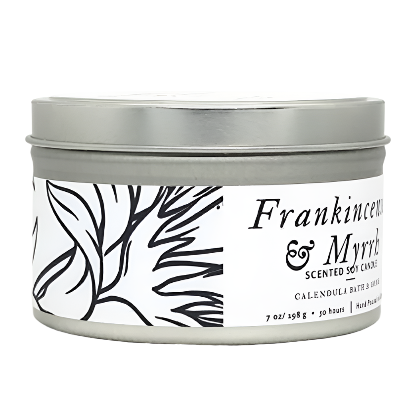 Frankincense & Myrrh Soy Candle Tin - Calendula Bath and Home