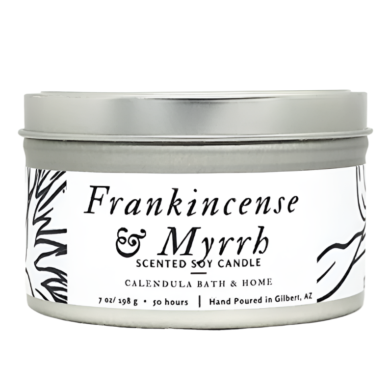 Frankincense & Myrrh Soy Candle Tin - Calendula Bath and Home