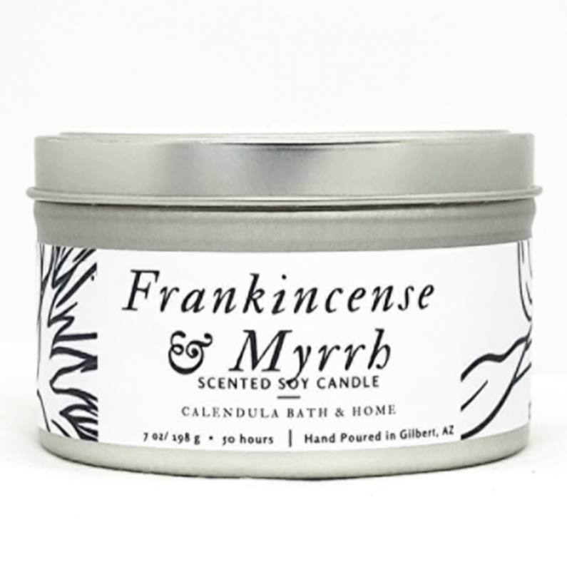 Frankincense & Myrrh Soy Candle Tin - Calendula Bath and Home