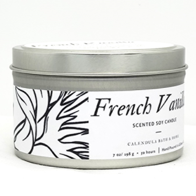 French Vanilla Soy Candle Tin - Calendula Bath and Home