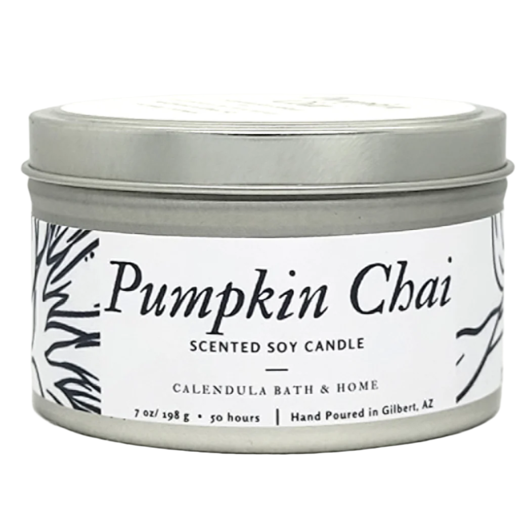 Pumpkin Chai Soy Candle Tin - Calendula Bath and Home