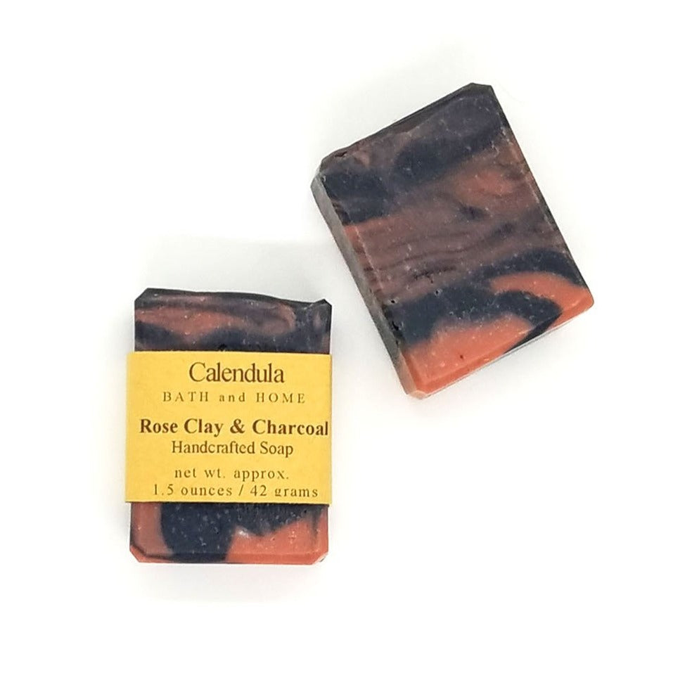 Rose Clay & Charcoal Coconut Milk Travel Soap - Calendula Bath and Home