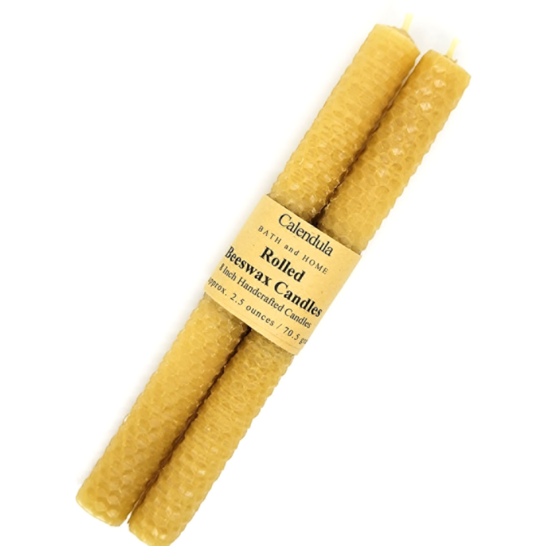 Rolled Beeswax Candle Set with Glass Holders - Calendula Bath and Home