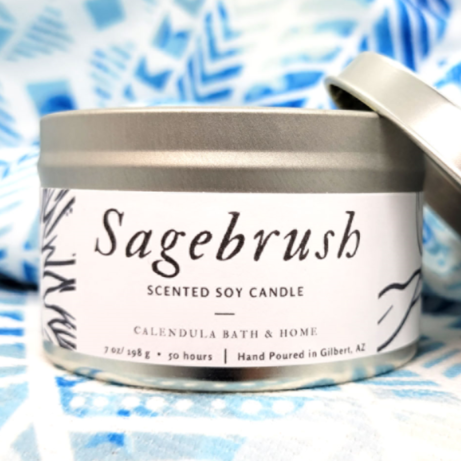 Sagebrush Soy Candle Tin - Calendula Bath and Home