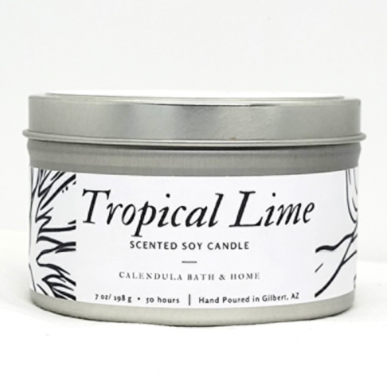 Tropical Lime Soy Candle Tin - Calendula Bath and Home