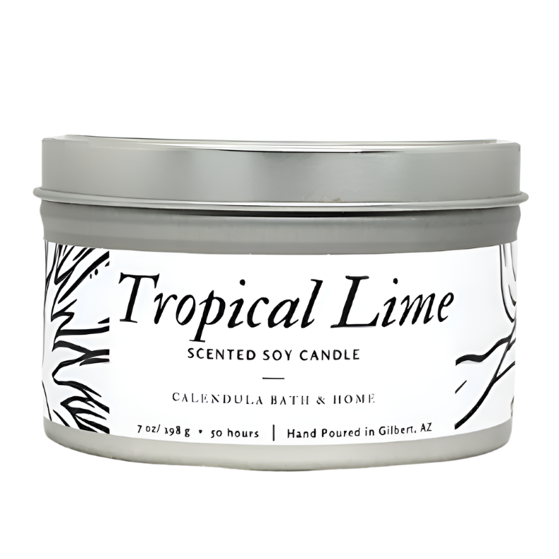 Tropical Lime Soy Candle Tin - Calendula Bath and Home