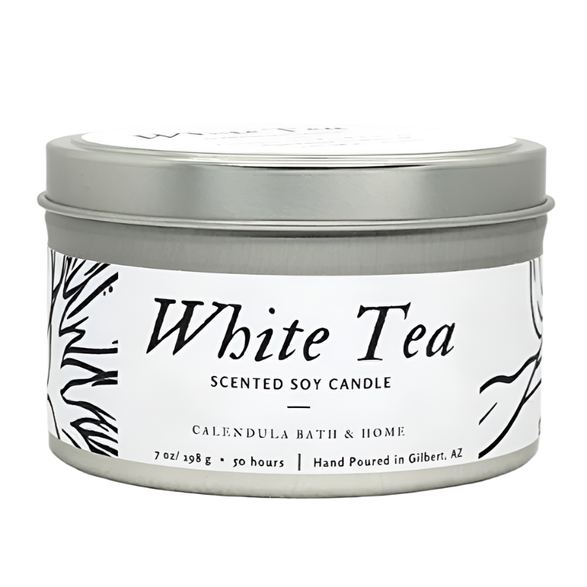 White Tea Soy Candle Tin - Calendula Bath and Home