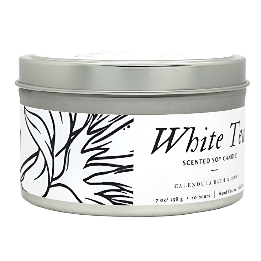 White Tea Soy Candle Tin - Calendula Bath and Home