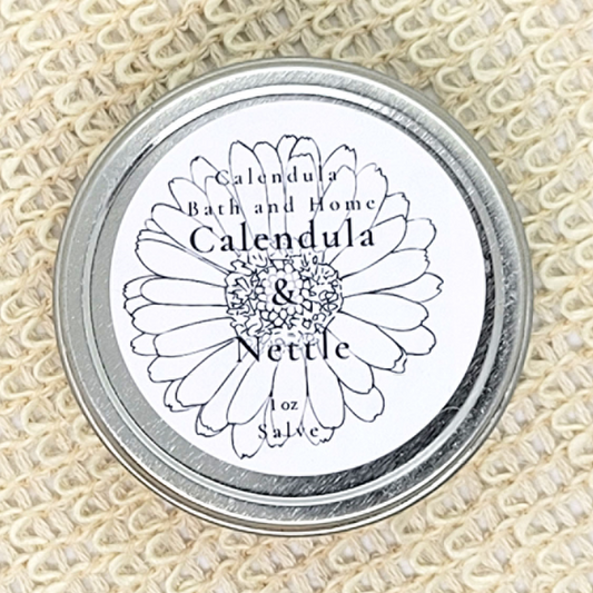Stinging Nettle and Calendula infused salve in travel tin 