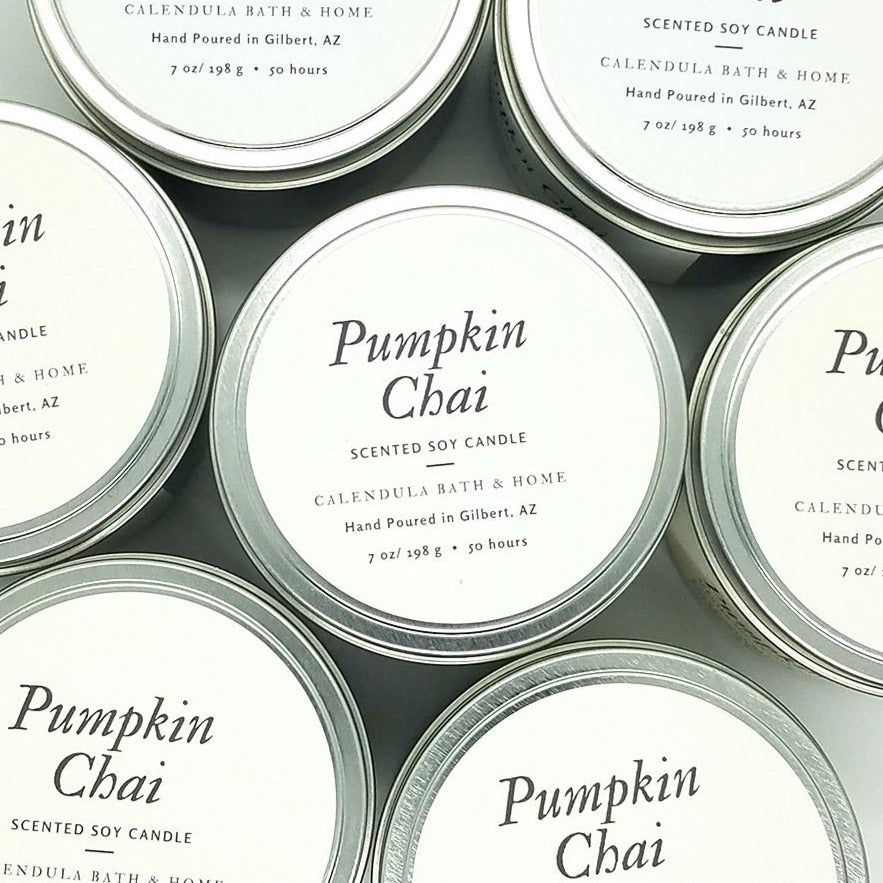 Pumpkin Chai Soy Candle Tin - Calendula Bath and Home