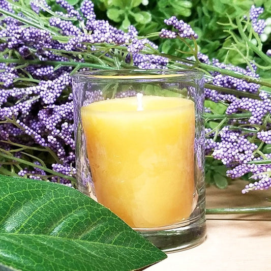 Beeswax Votive Candle & Glass Holder - Calendula Bath and Home